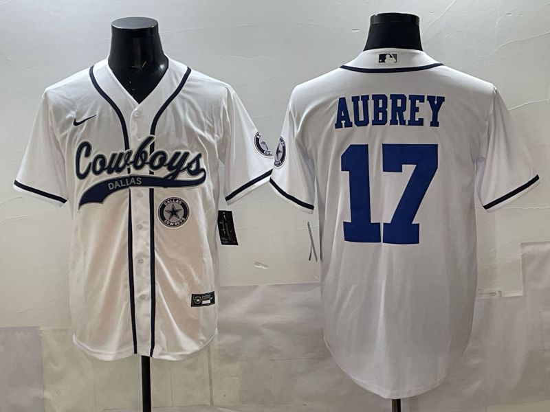 Men 2025 Dallas Cowboys #17 Aubrey white Joint Name Nike Limited NFL Jersey style 08